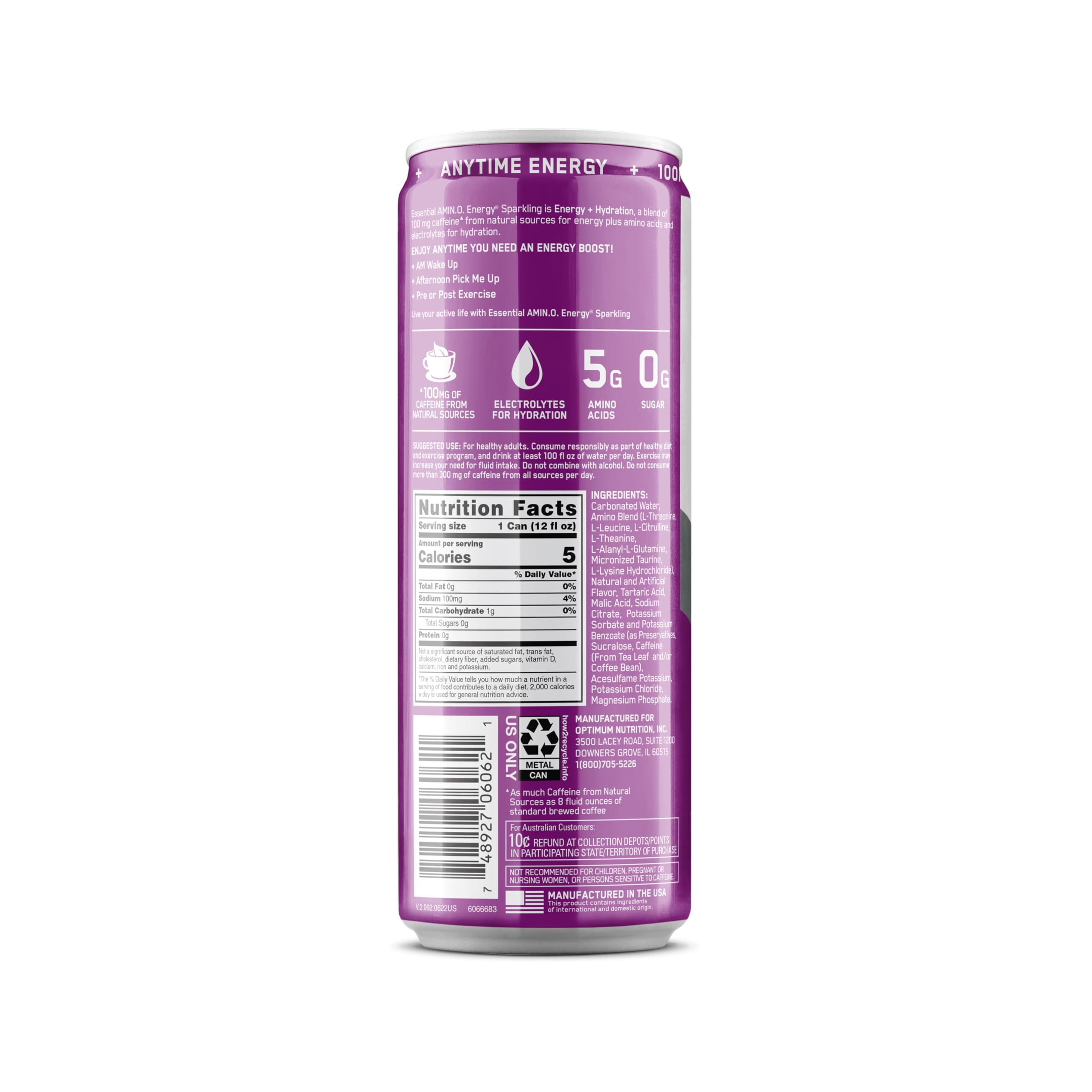 Optimum Nutrition lata en entorno exterior para energía en movimiento