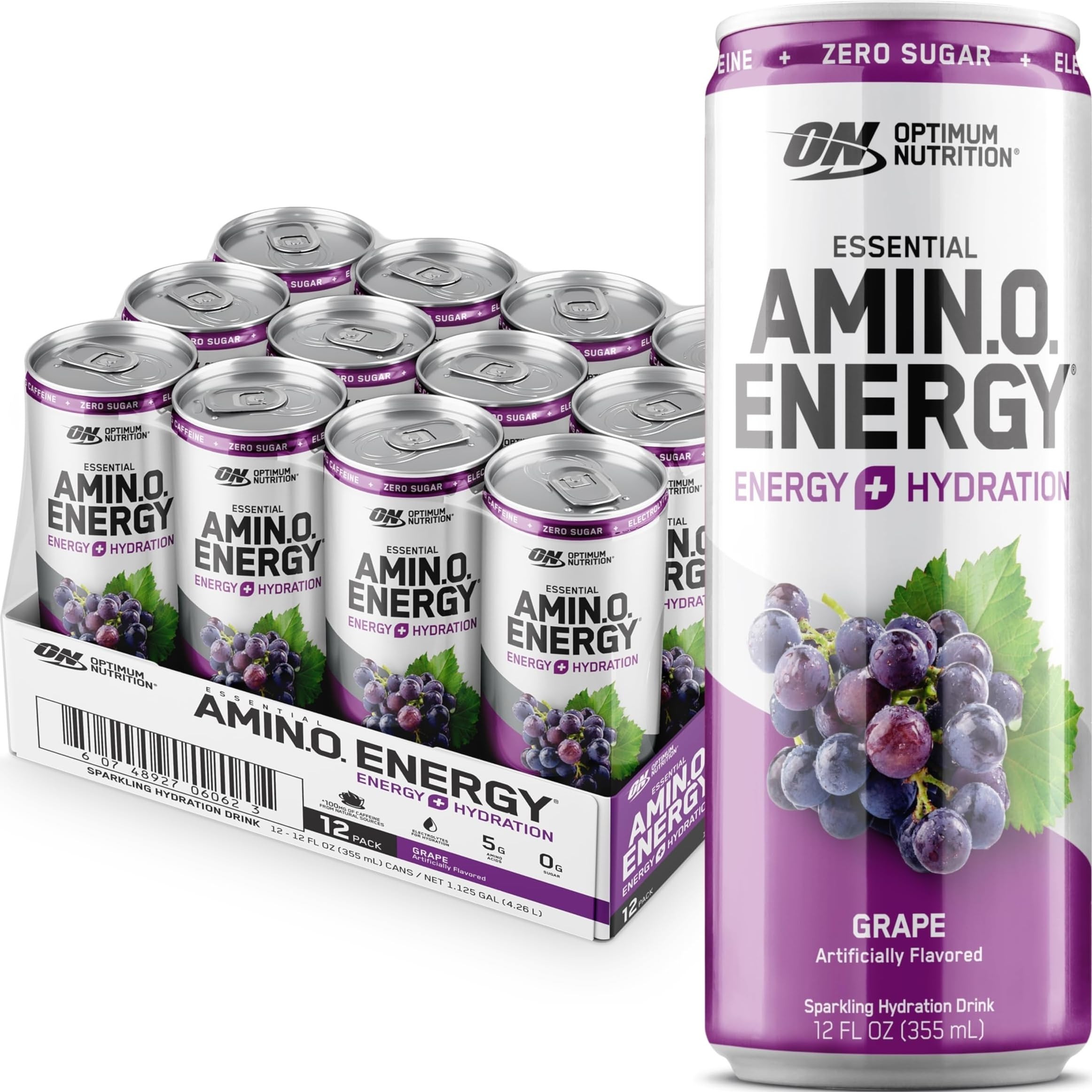 Optimum Nutrition lata frontal uva con diseño claro y atractivo