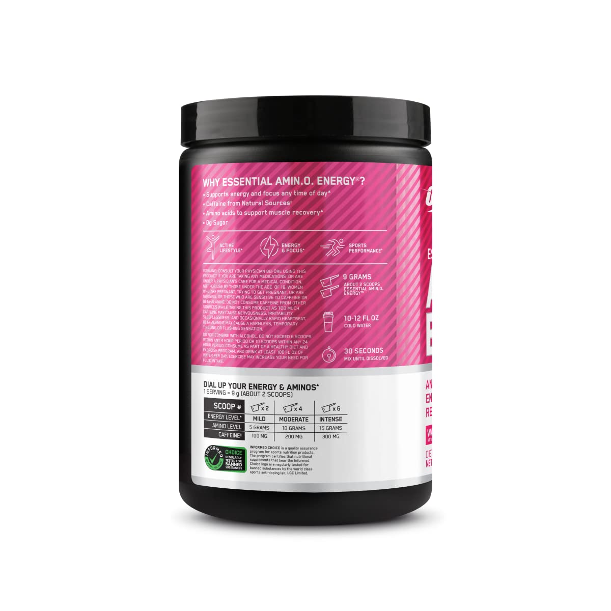 Optimum Nutrition comparación de tamaño del tarro para evaluar portabilidad