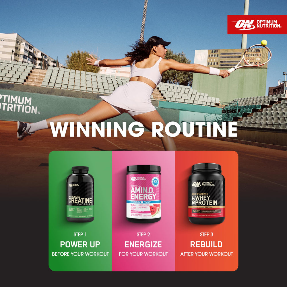 Optimum Nutrition cápsulas comparadas con monedas para mostrar tamaño