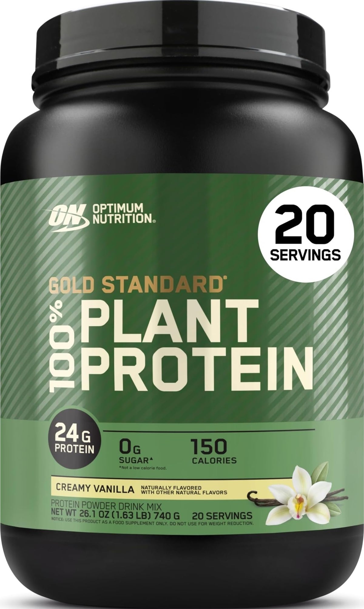 Optimum Nutrition frontal del envase mostrando sabor y etiqueta