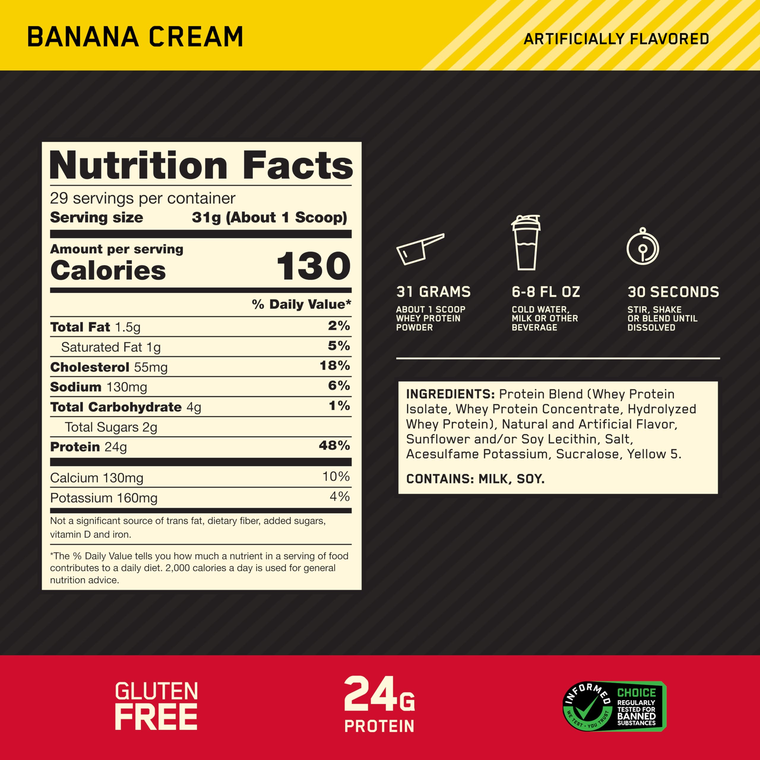 Optimum Nutrition textura del polvo fino y fácil de mezclar para batidos sin grumos