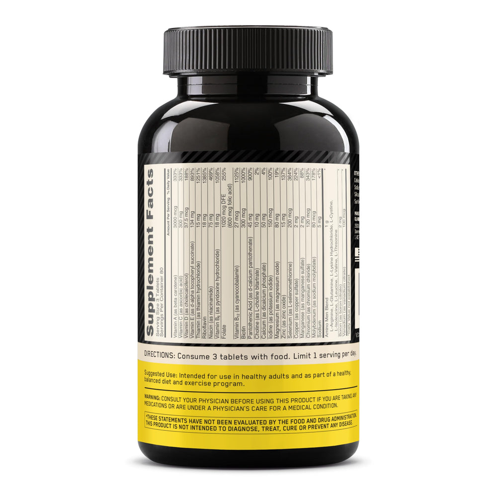 Optimum Nutrition Opti-Men junto a alimentos saludables, combina con dieta equilibrada para apoyo nutricional