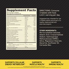 Optimum Nutrition Opti-Men mostrando la recomendación de toma de 3 tabletas con comida para facilidad diaria