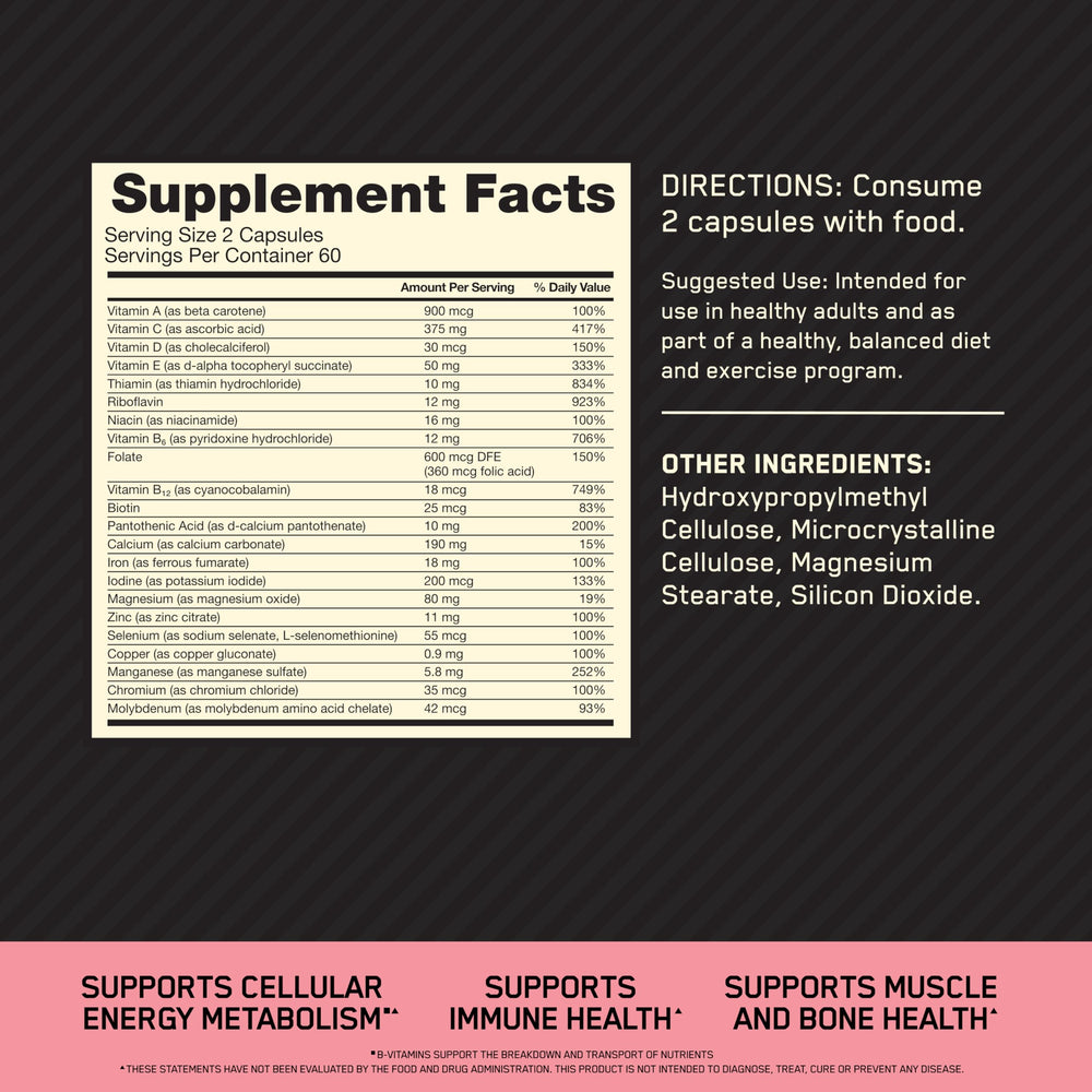 Optimum Nutrition close-up de cápsulas y textura para inspección