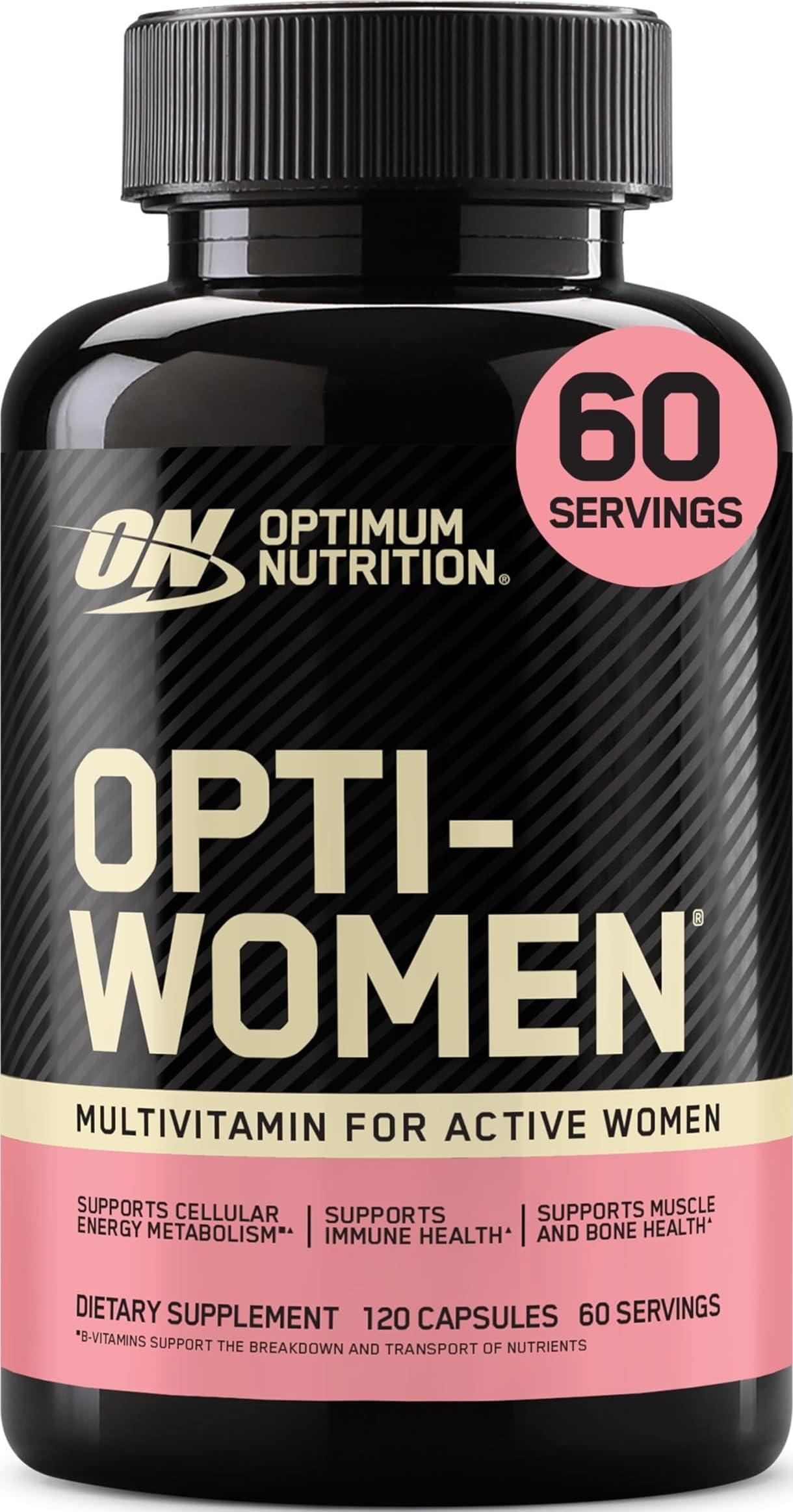 Optimum Nutrition frasco Opti-Women frontal mostrando diseño y cantidad