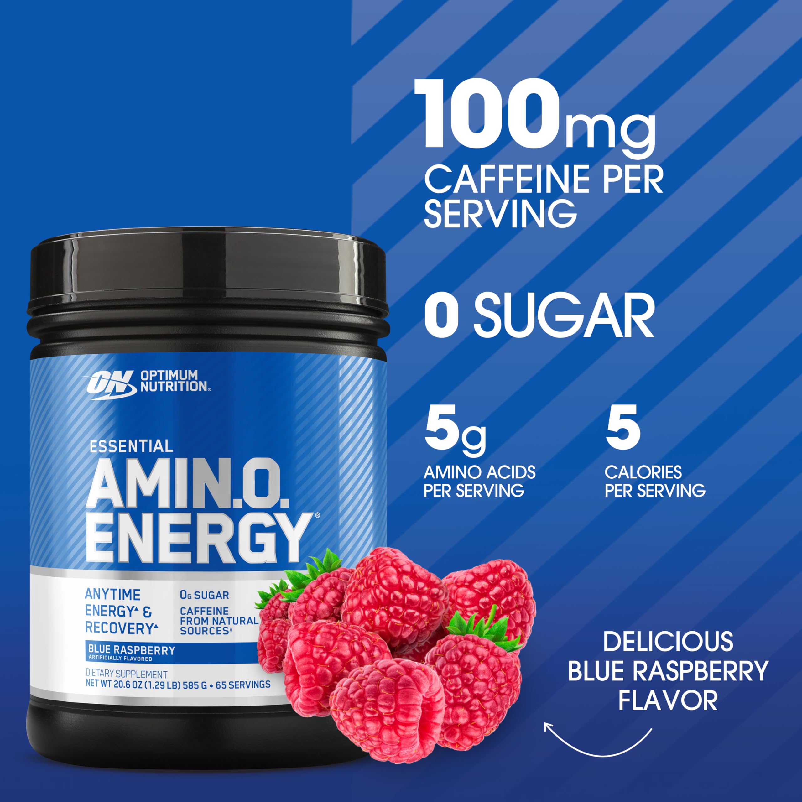 Optimum Nutrition polvo azul textura fina para mezcla rápida