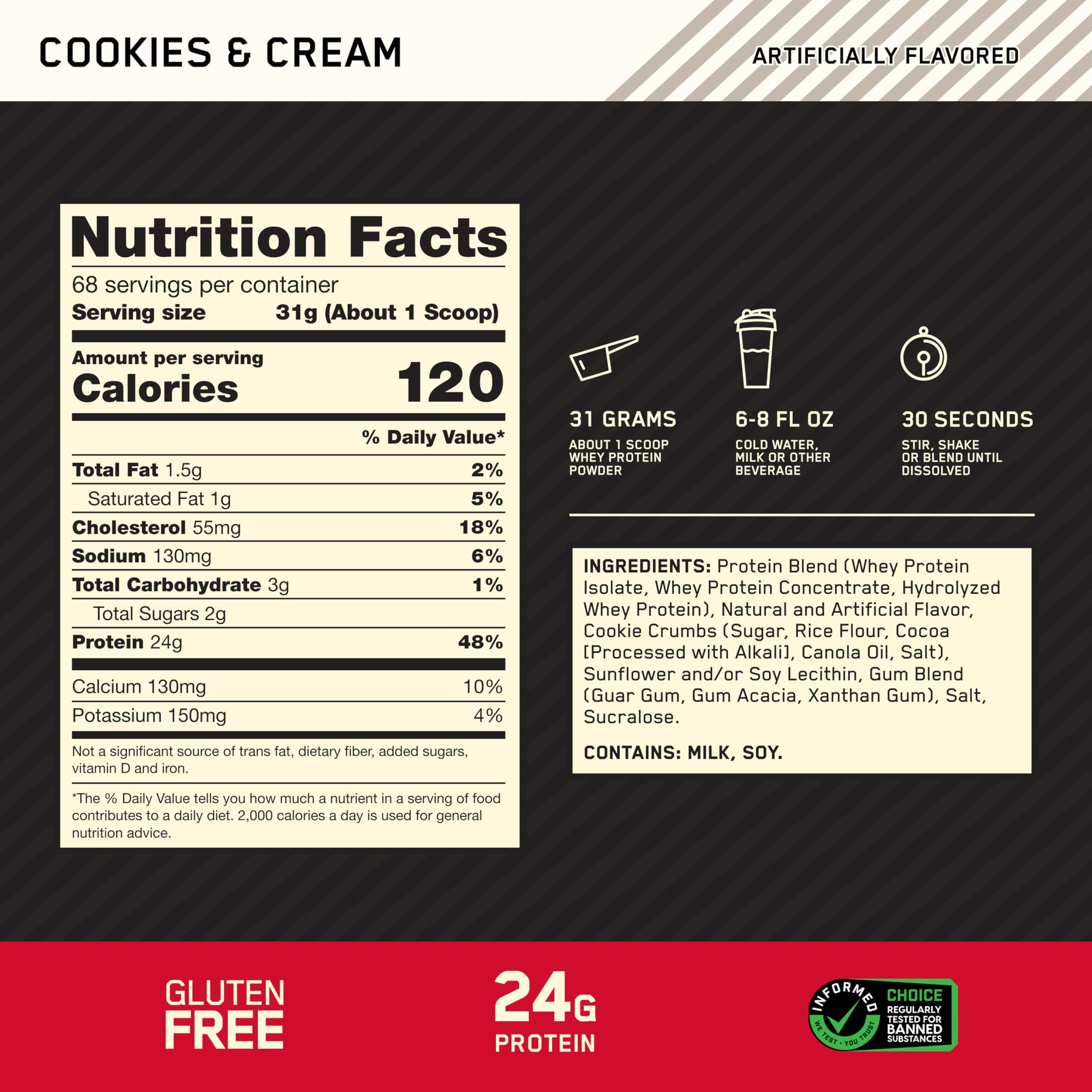 Optimum Nutrition textura del polvo en cuchara fácil de disolver y mezclar
