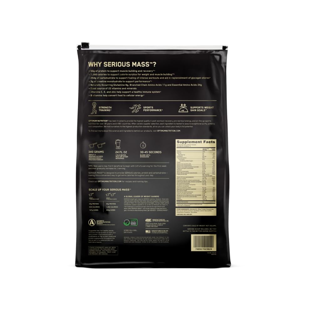 Escena de entrenamiento con un batido Serious Mass de Optimum Nutrition como recuperación