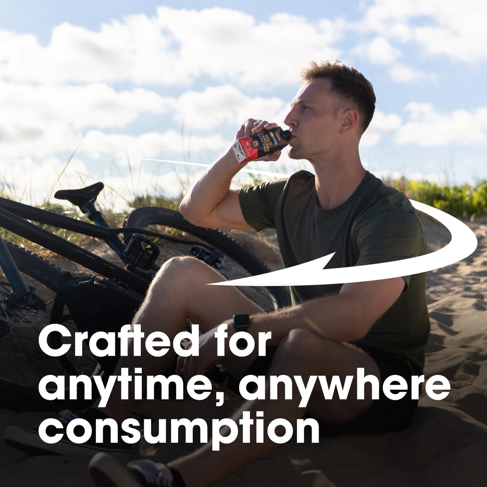 Optimum Nutrition bottle beside fresh strawberries showing natural flavor cue