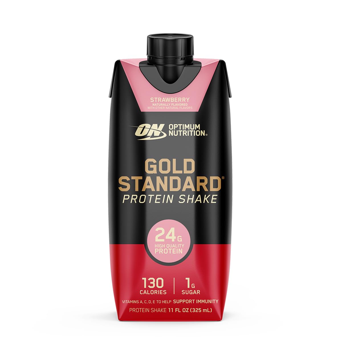 Optimum Nutrition poured into glass illustrating pourability and ready-to-drink convenience