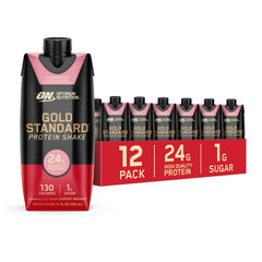 Optimum Nutrition front packaging showing strawberry flavor and 24g protein benefit