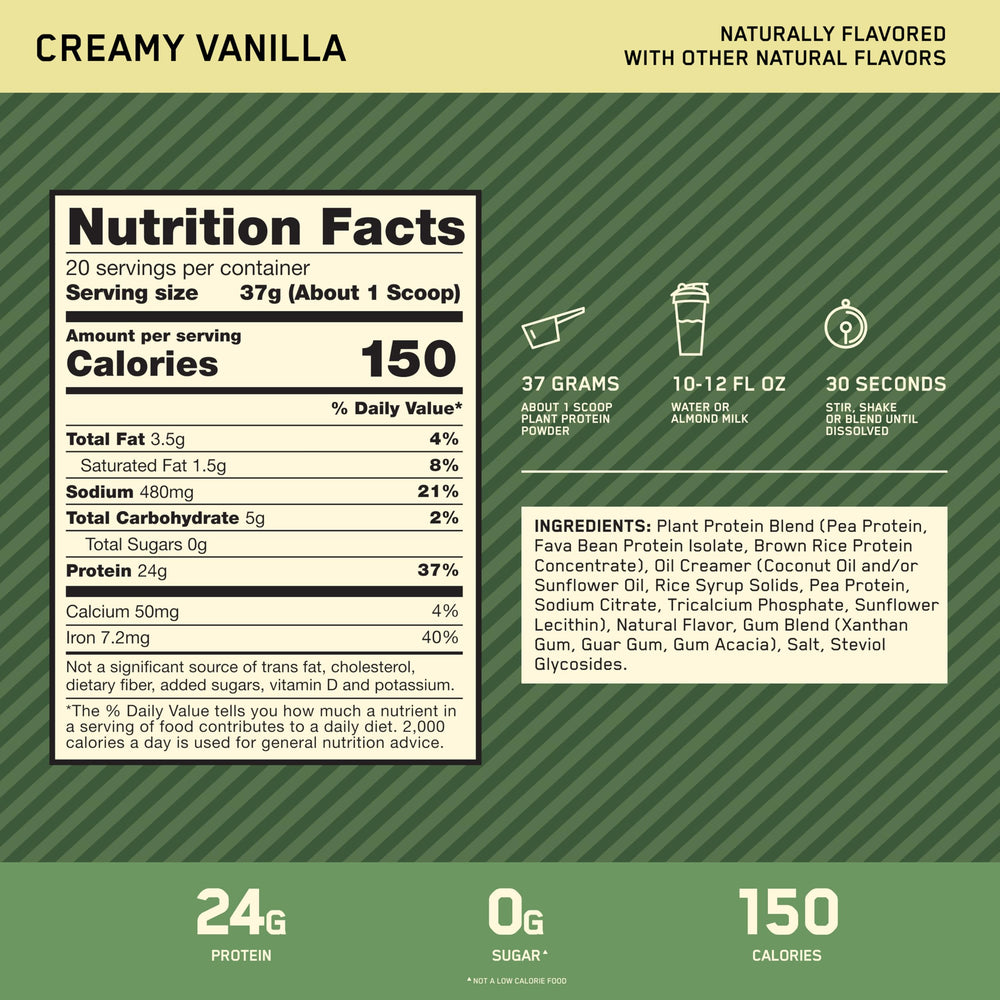 Primer plano del polvo Optimum Nutrition mostrando textura cremosa