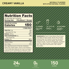 Primer plano del polvo Optimum Nutrition mostrando textura cremosa