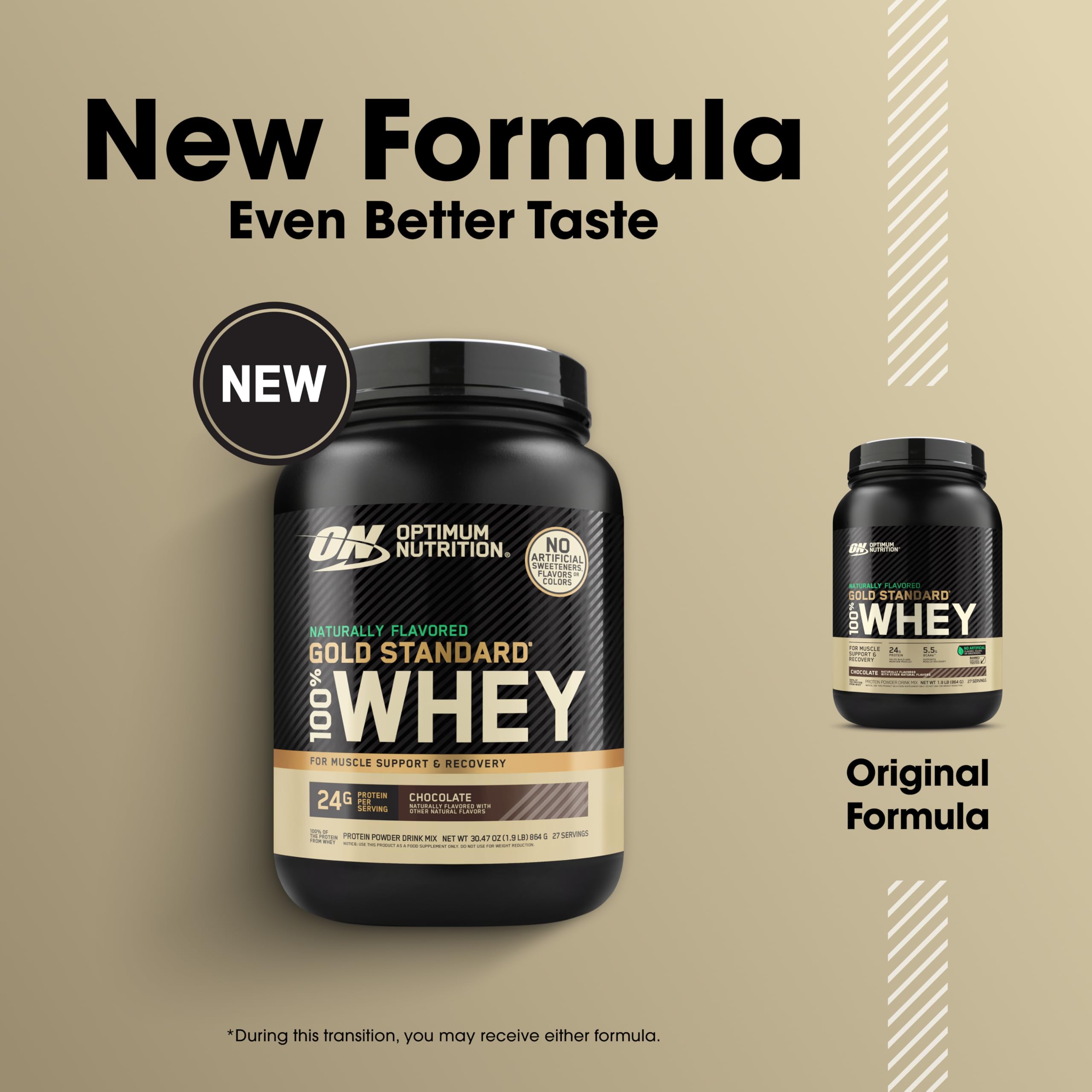 Optimum Nutrition polvo en primer plano con textura fina, fácil de mezclar