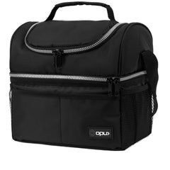 opux vista frontal del bolso con doble compartimento y capacidad