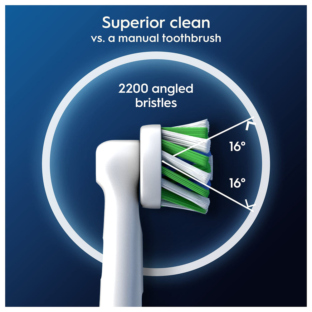 Oral-B primer plano de las cerdas CrossAction mostrando ángulo y alcance
