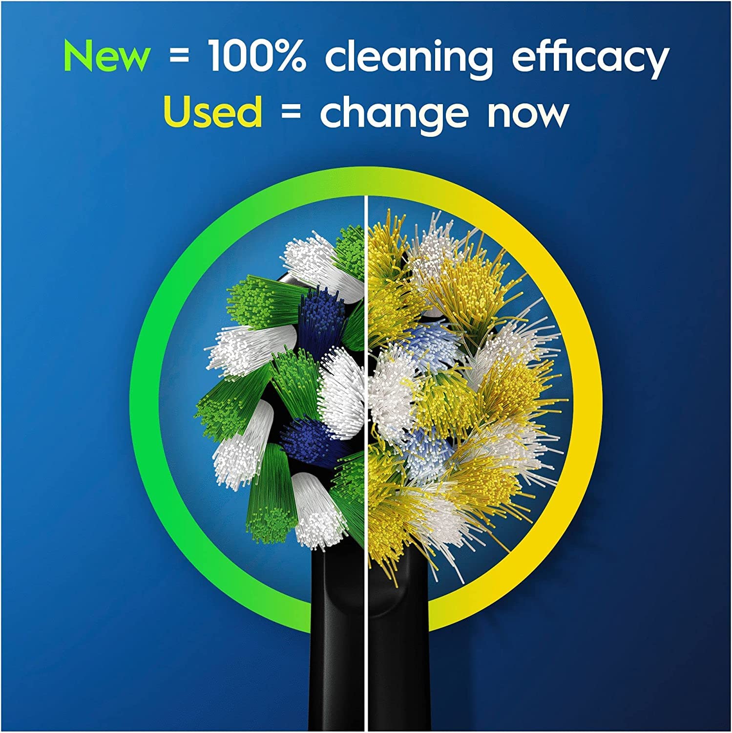 Oral-B persona cepillándose con cabeza CrossAction para limpieza eficaz