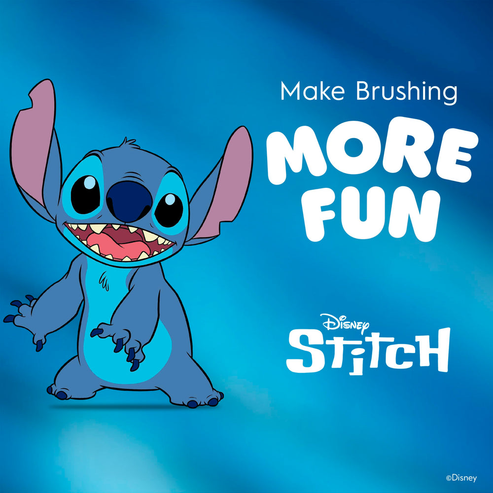 Oral-B empaque del producto que muestra inclusión de stickers y funciones