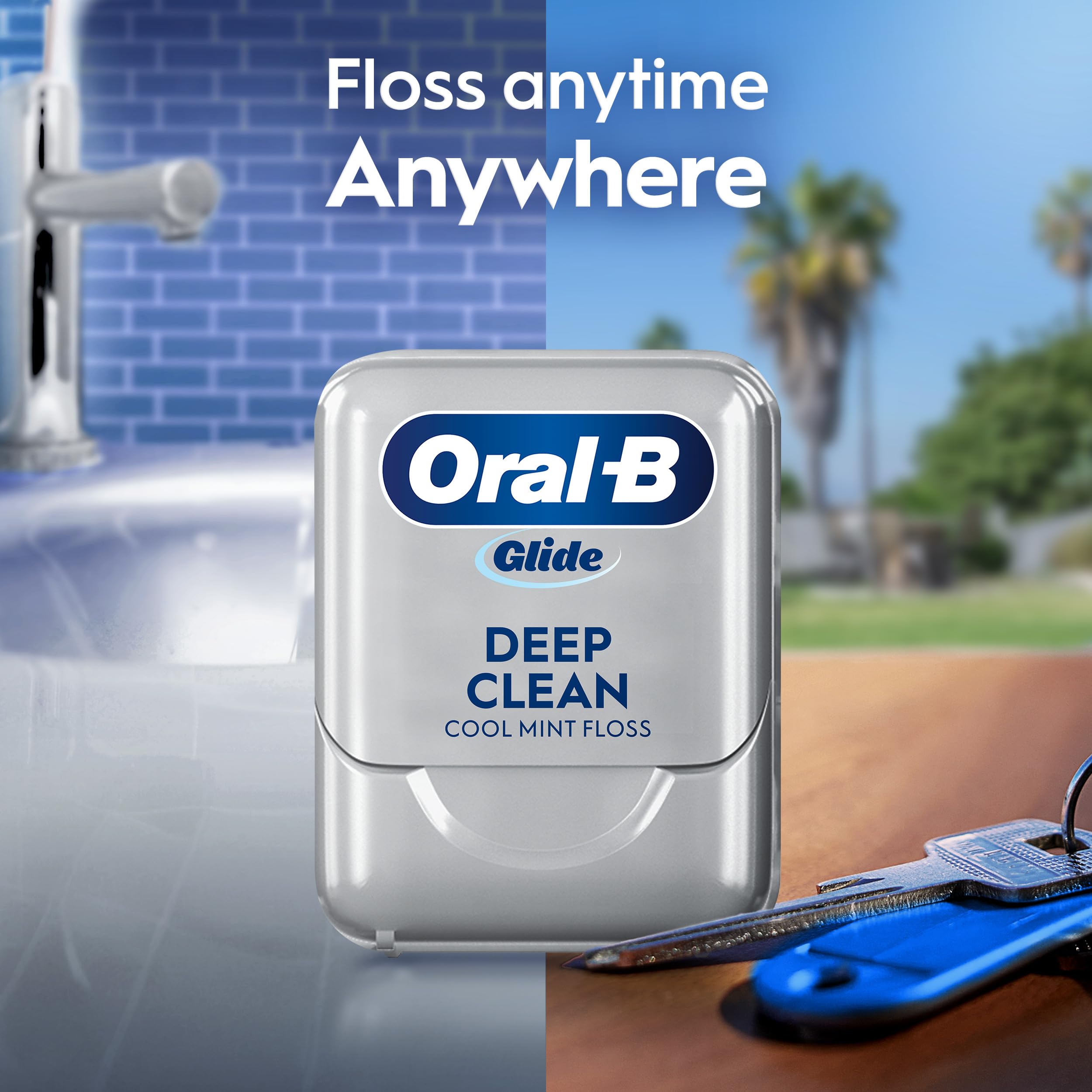 Primer plano que sugiere la sensación fresca de menta del hilo Oral-B Glide