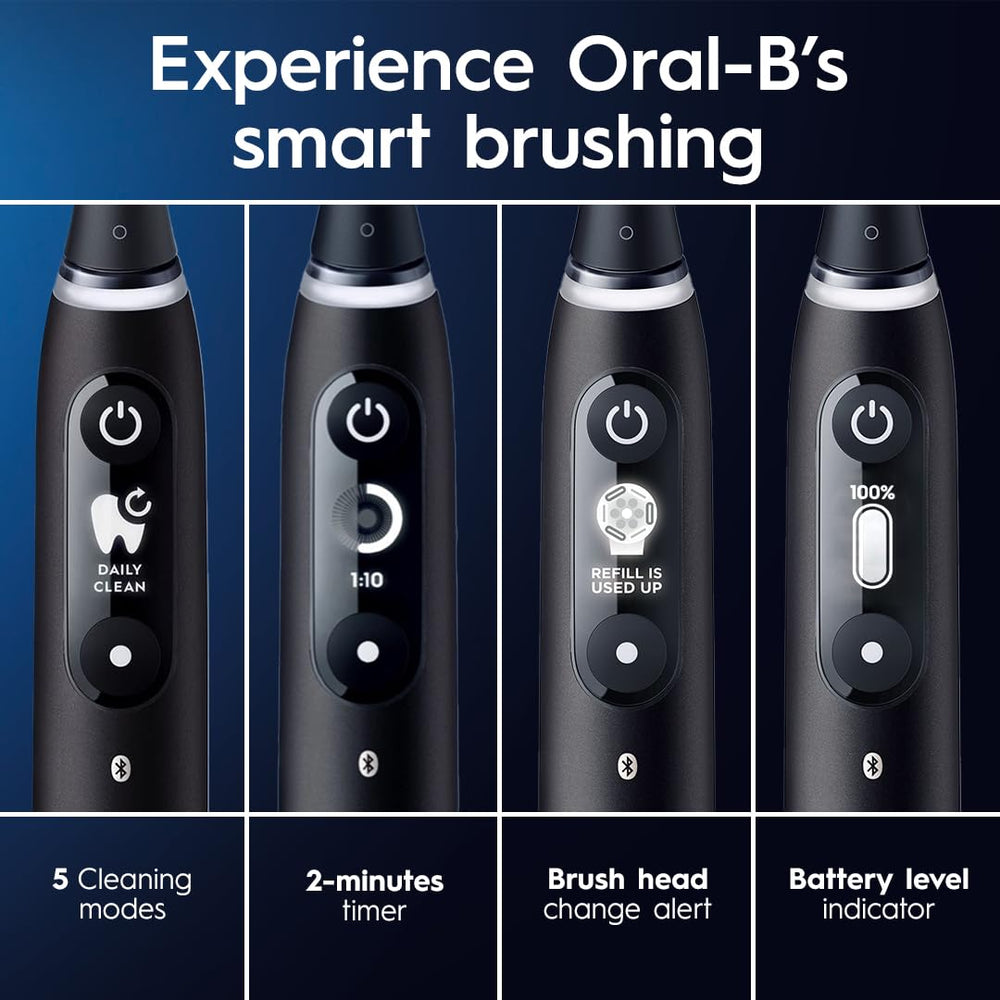 Oral-B iO app en teléfono mostrando mapeo para mejorar técnica de cepillado