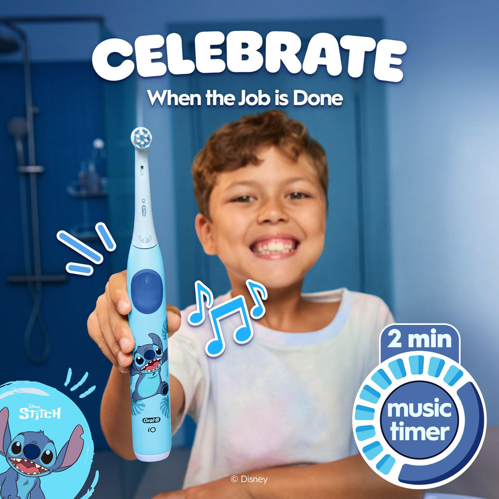Oral-B iO Kids Stitch temporizador musical activo para dos minutos de cepillado