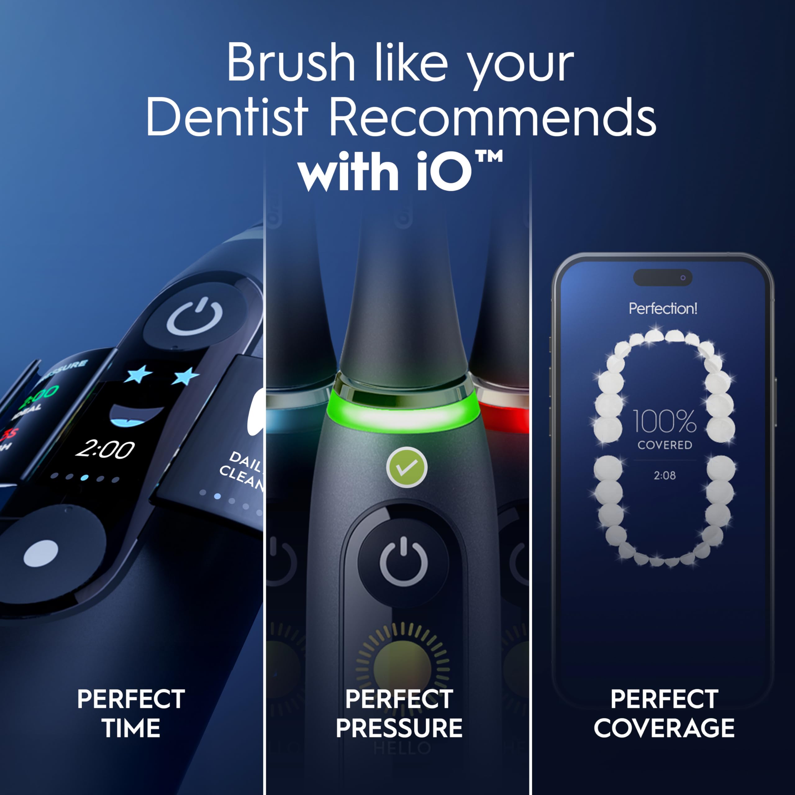 Oral-B iO textura de las cerdas en primer plano para limpieza suave y precisa