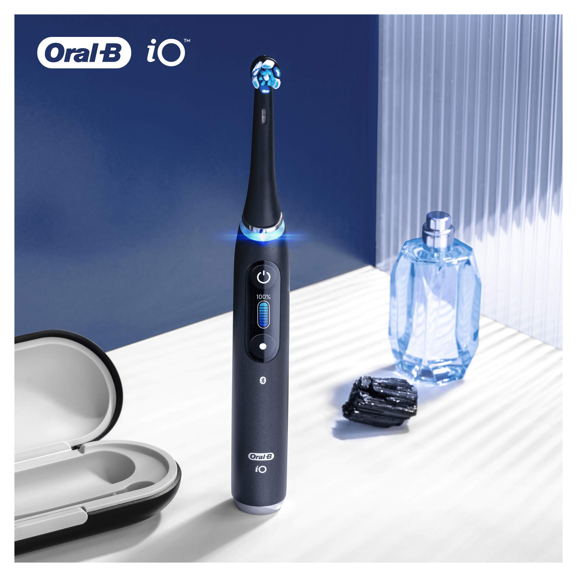 Oral-B etiqueta del paquete con compatibilidad iO y especificaciones claras