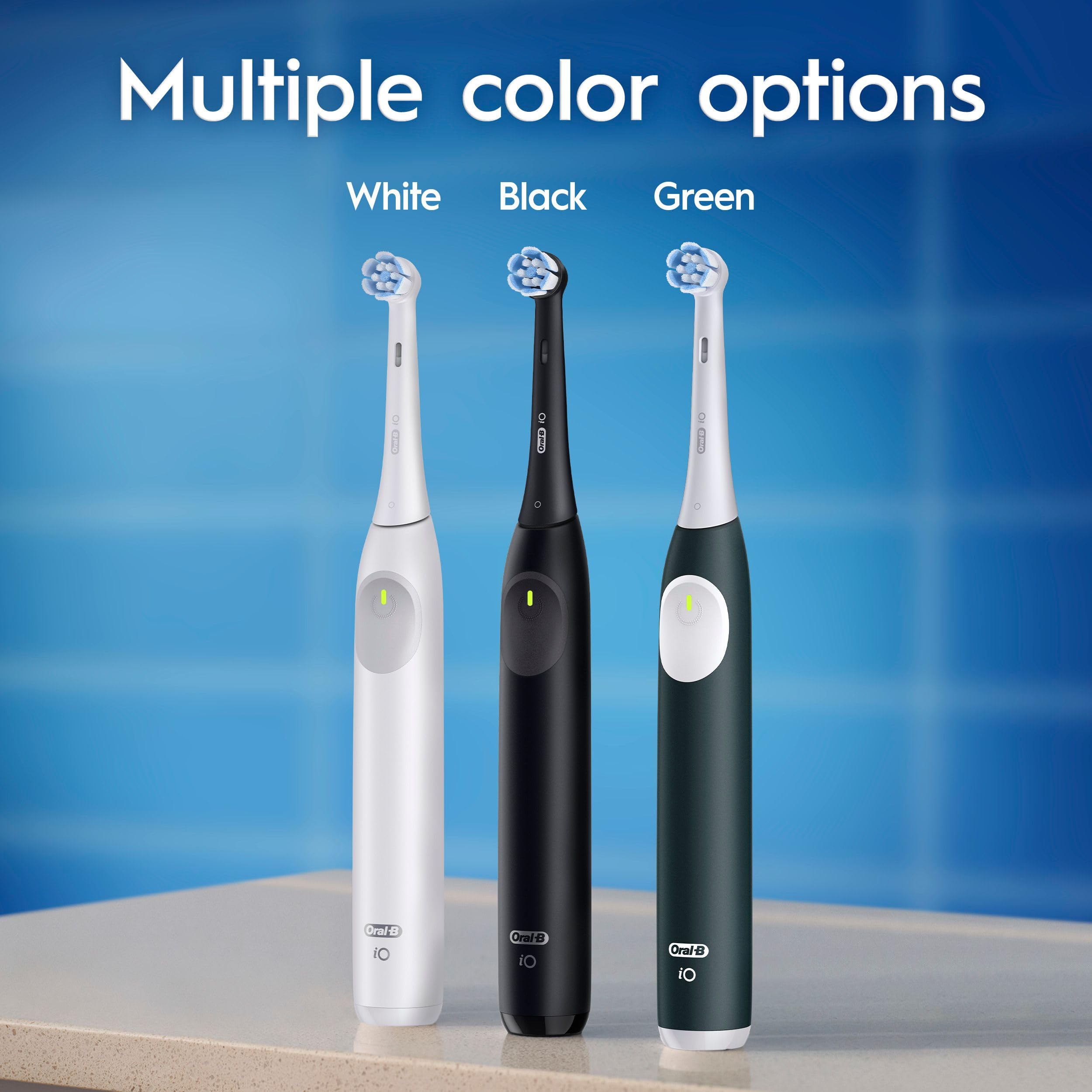 Oral-B toothbrush staged on bathroom counter in lifestyle scene for everyday use