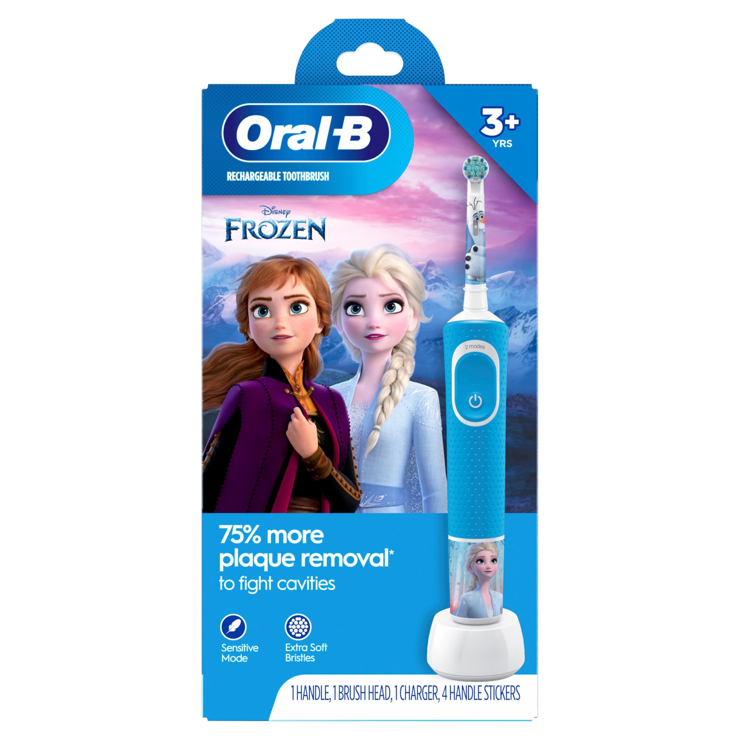 Oral-B mango frontal con diseño Disney's Frozen que atrae a niños