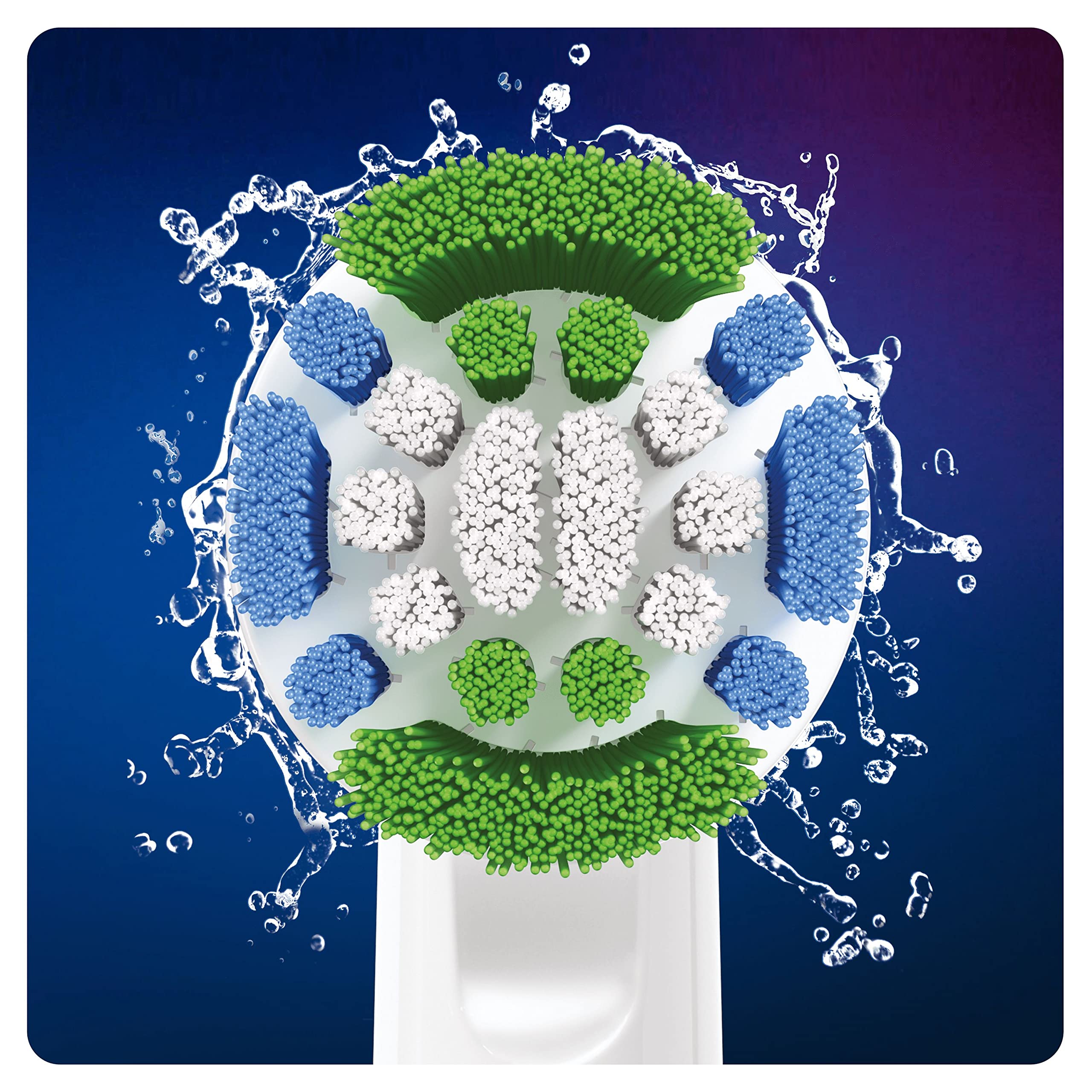 Oral-B cabezal instalado en mango en uso, limpieza efectiva diaria
