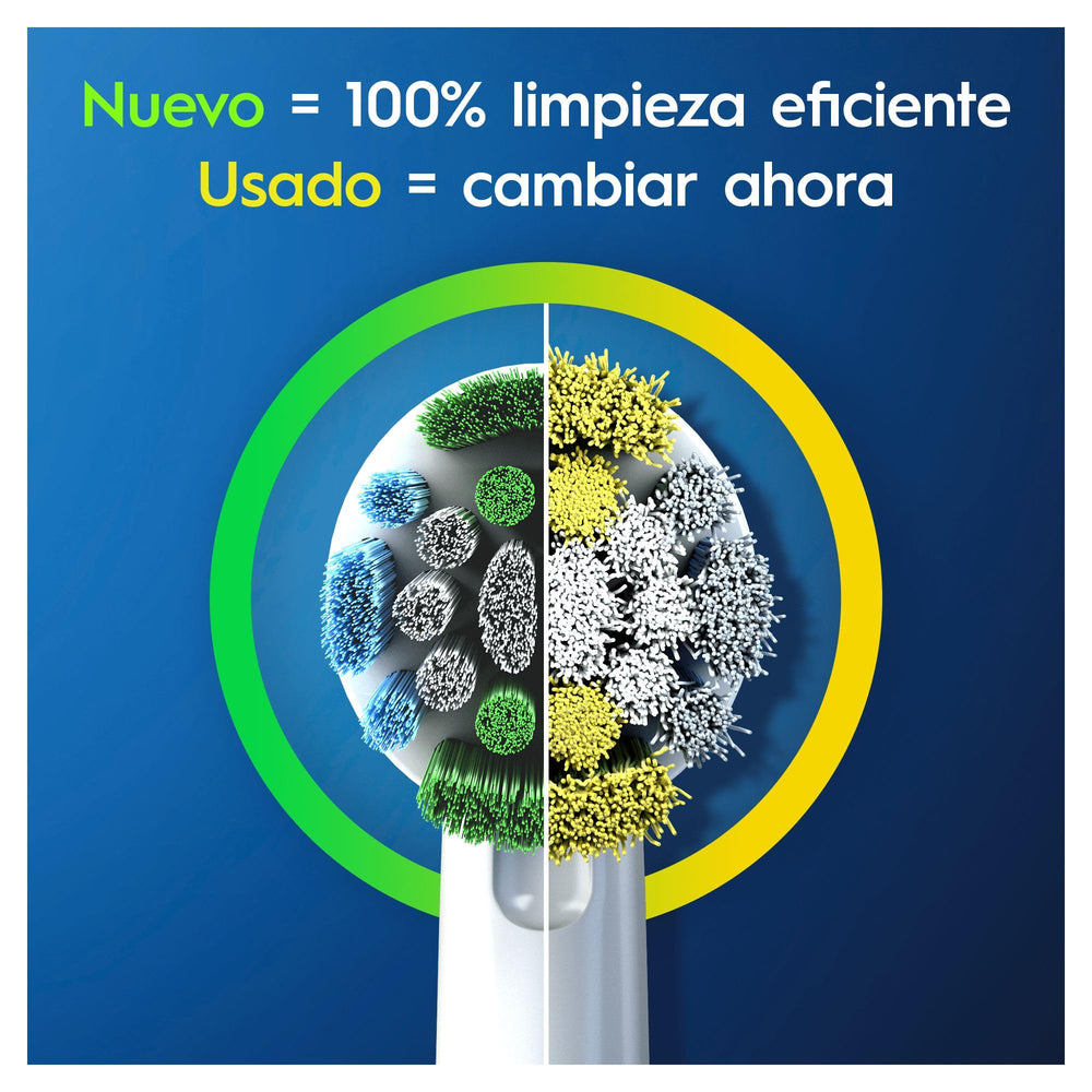 Oral-B textura de las cerdas en detalle, diseño para eliminar placa
