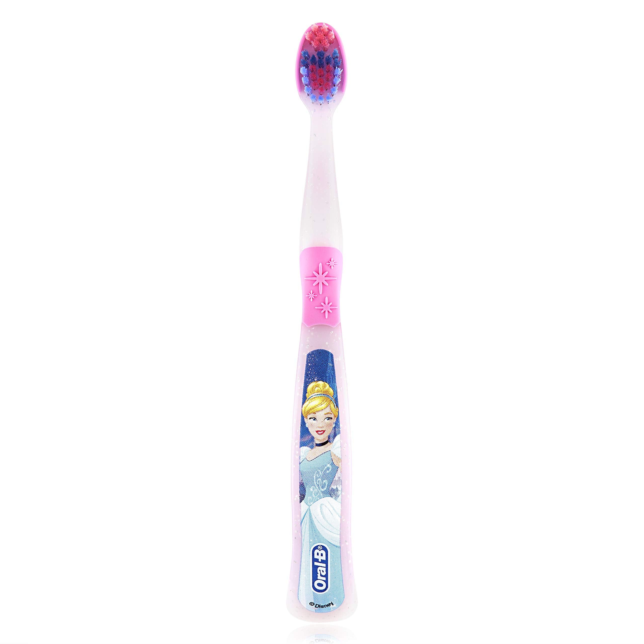 Oral-B comparación de tamaño del cabezal frente a una moneda para referencia