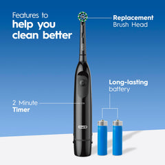 Oral-B Pro 100 detalle del cabezal CrossAction, alcance interdental mejorado