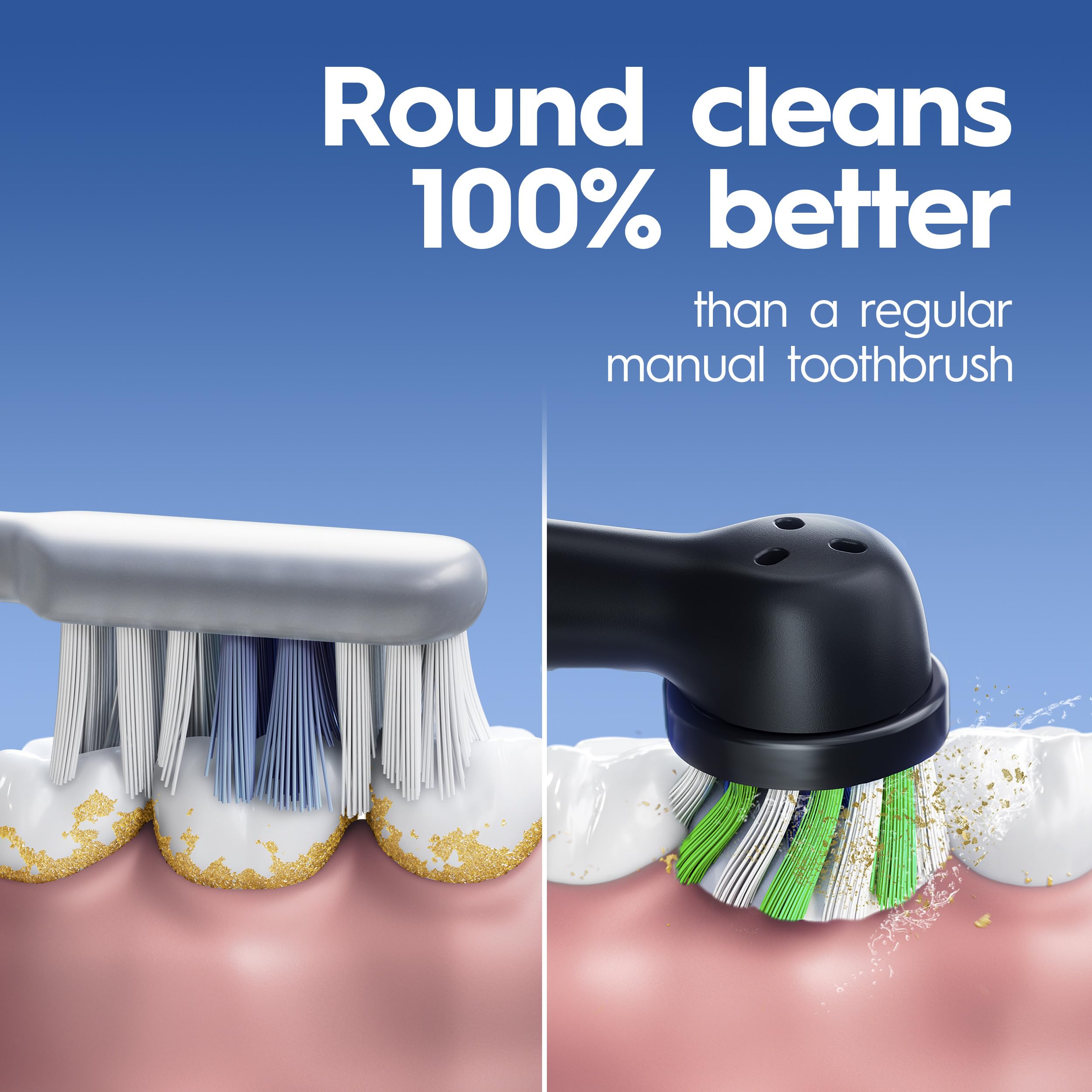 Oral-B Pro 100 primer plano de las cerdas anguladas, contacto profundo