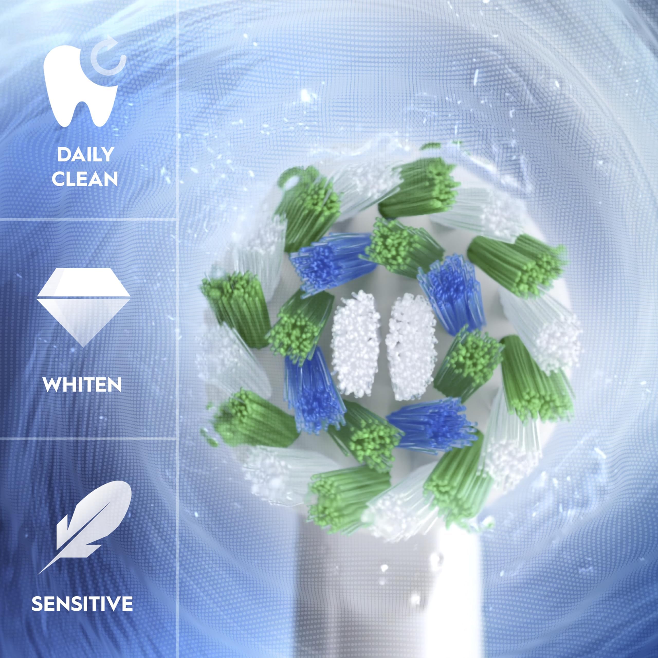 Oral-B textura de las cerdas que muestra precisión y beneficio de limpieza profunda