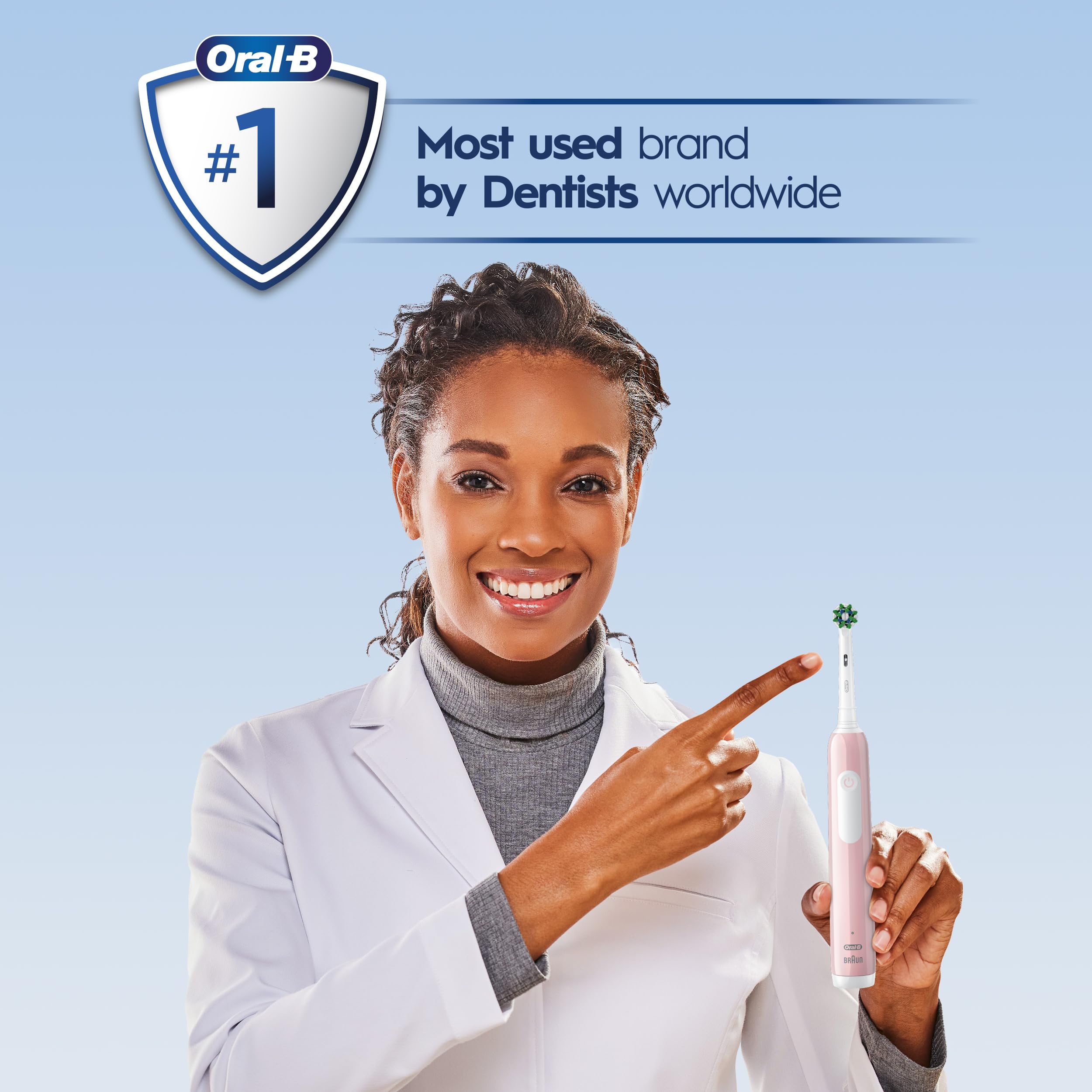 Oral-B comparacion de tamaño con un cepillo manual resaltando cobertura y alcance