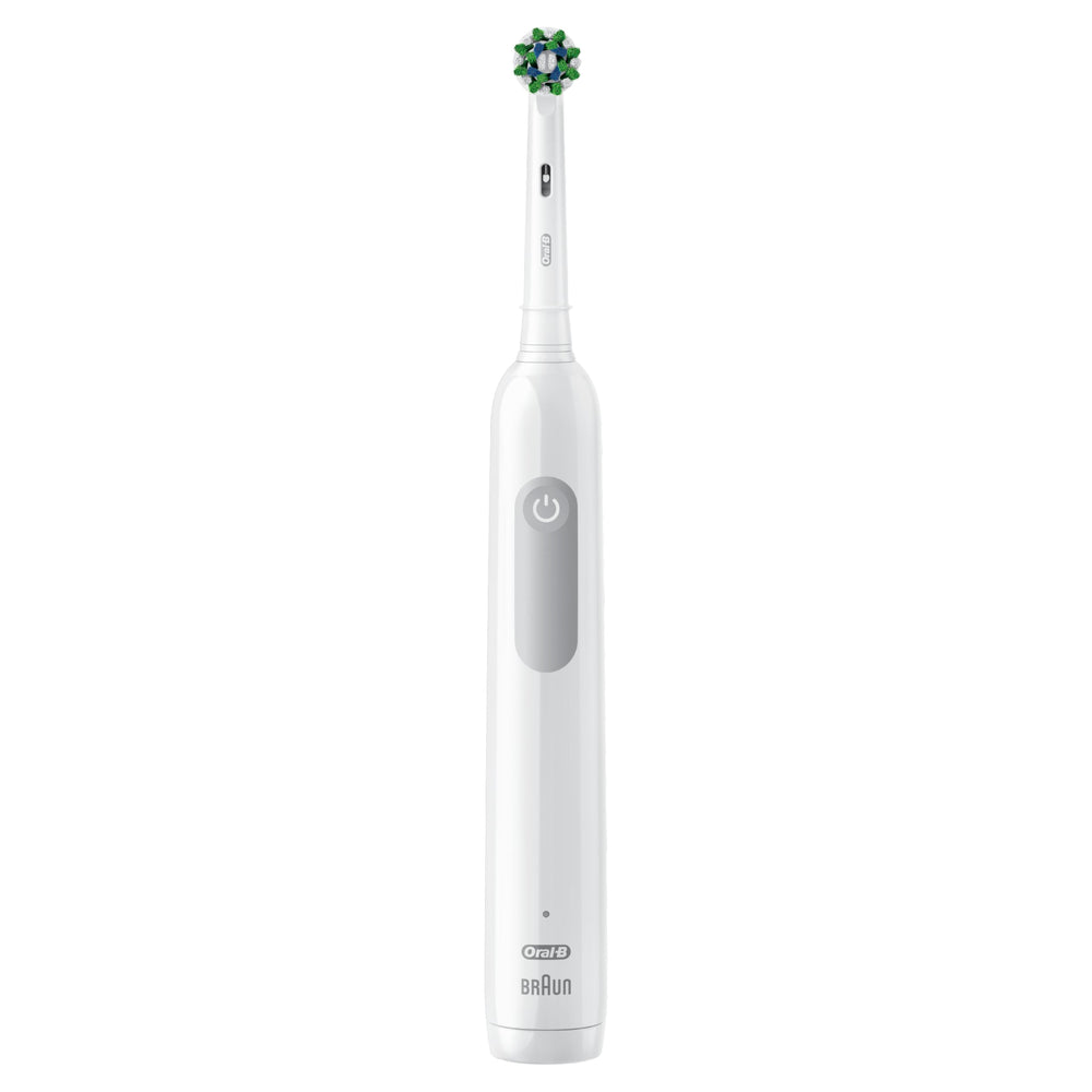 Oral-B cepillo en uso por adulto demostrando control de presión y protección gingival