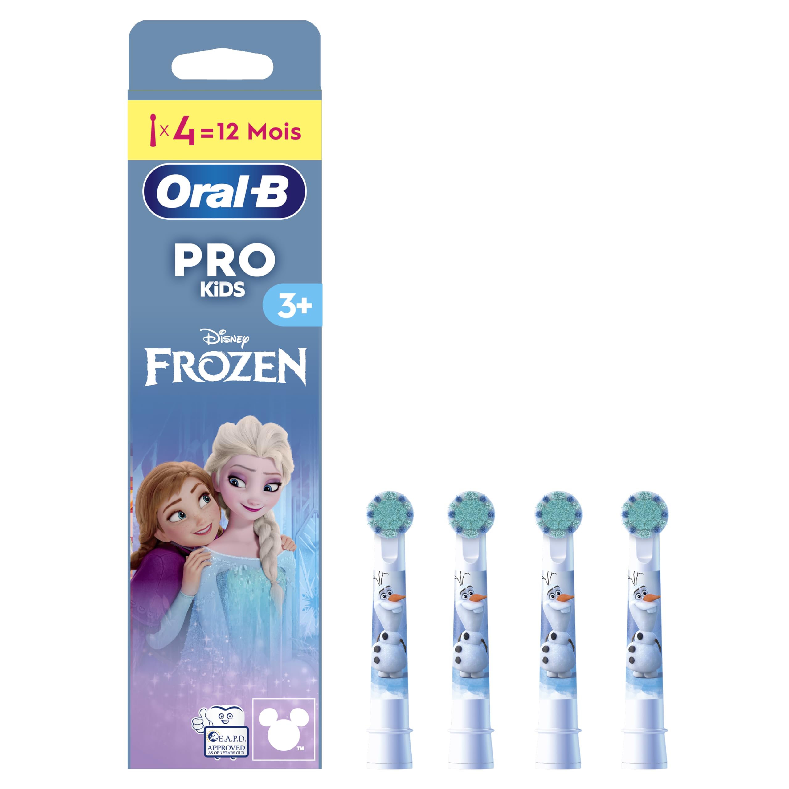 Oral-B paquete frontal con cuatro cabezales Frozen, atractivo para motivar cepillado