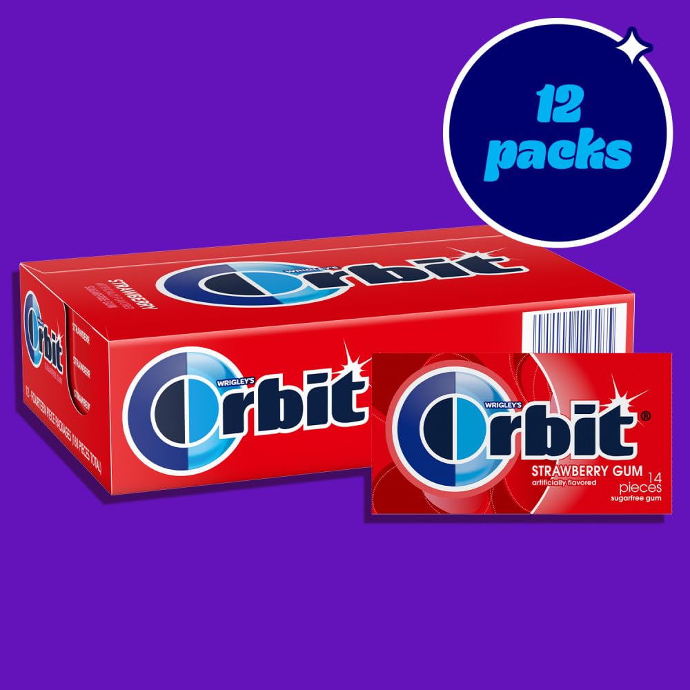 Orbit chicle en mano listo para masticar, frescura al instante