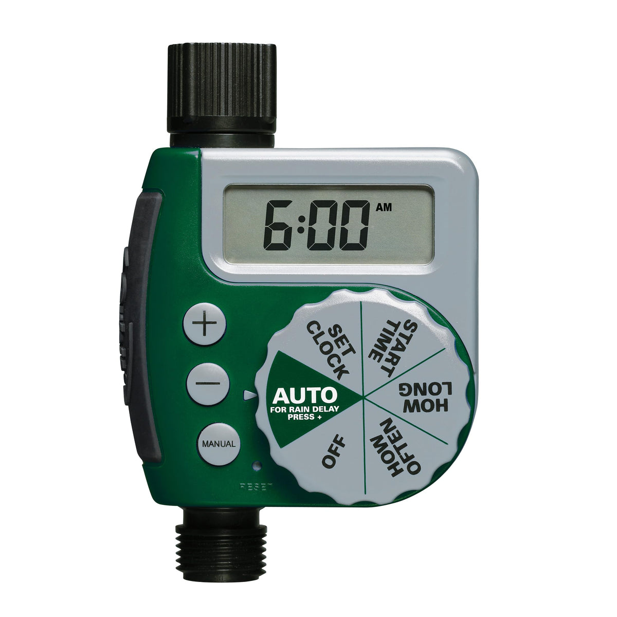 Orbit front view of timer showing controls and clean design for easy scheduling