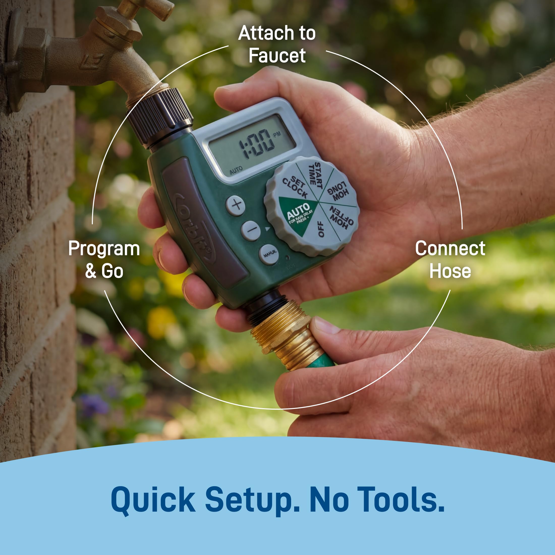 Orbit manual button being pressed for immediate control and quick override