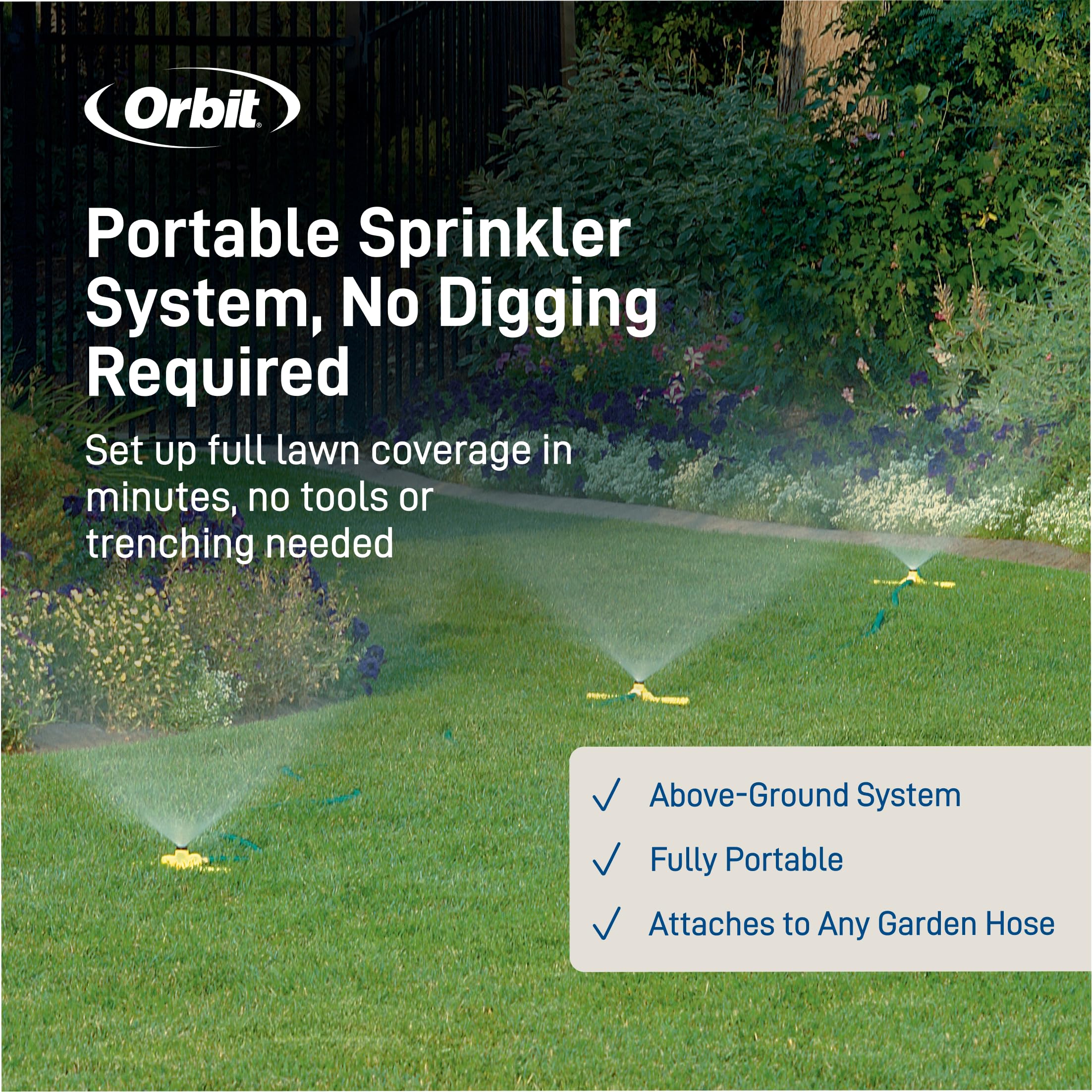 Orbit Port-A-Rain sprinkler base close-up highlighting durable build