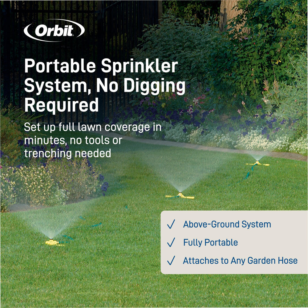 Orbit Port-A-Rain sprinkler base close-up highlighting durable build