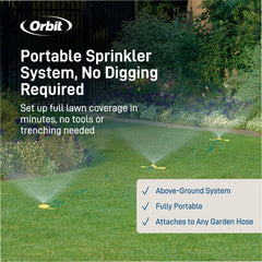 Orbit Port-A-Rain sprinkler base close-up highlighting durable build