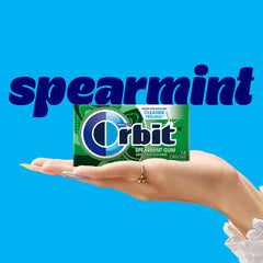 Primer plano de la superficie del chicle Orbit mostrando textura suave