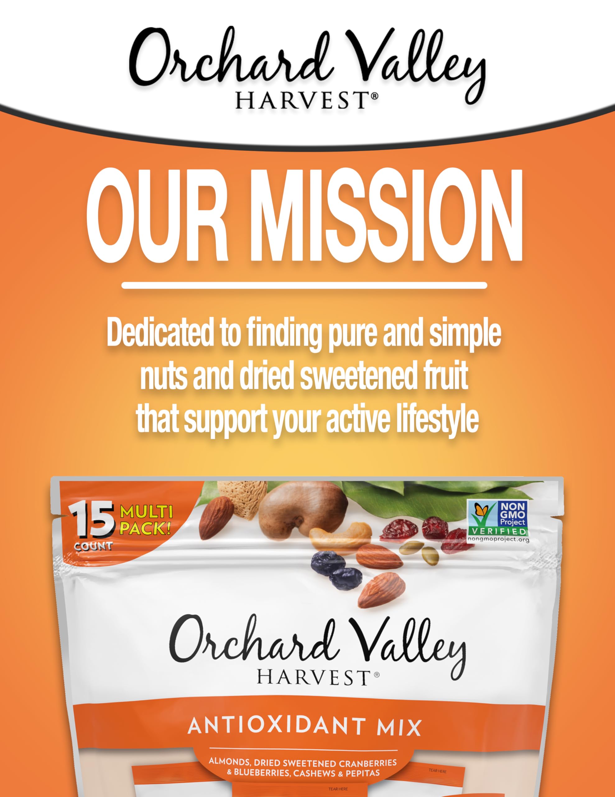 Orchard Valley Harvest comparación de tamaño con mano para referencia portátil