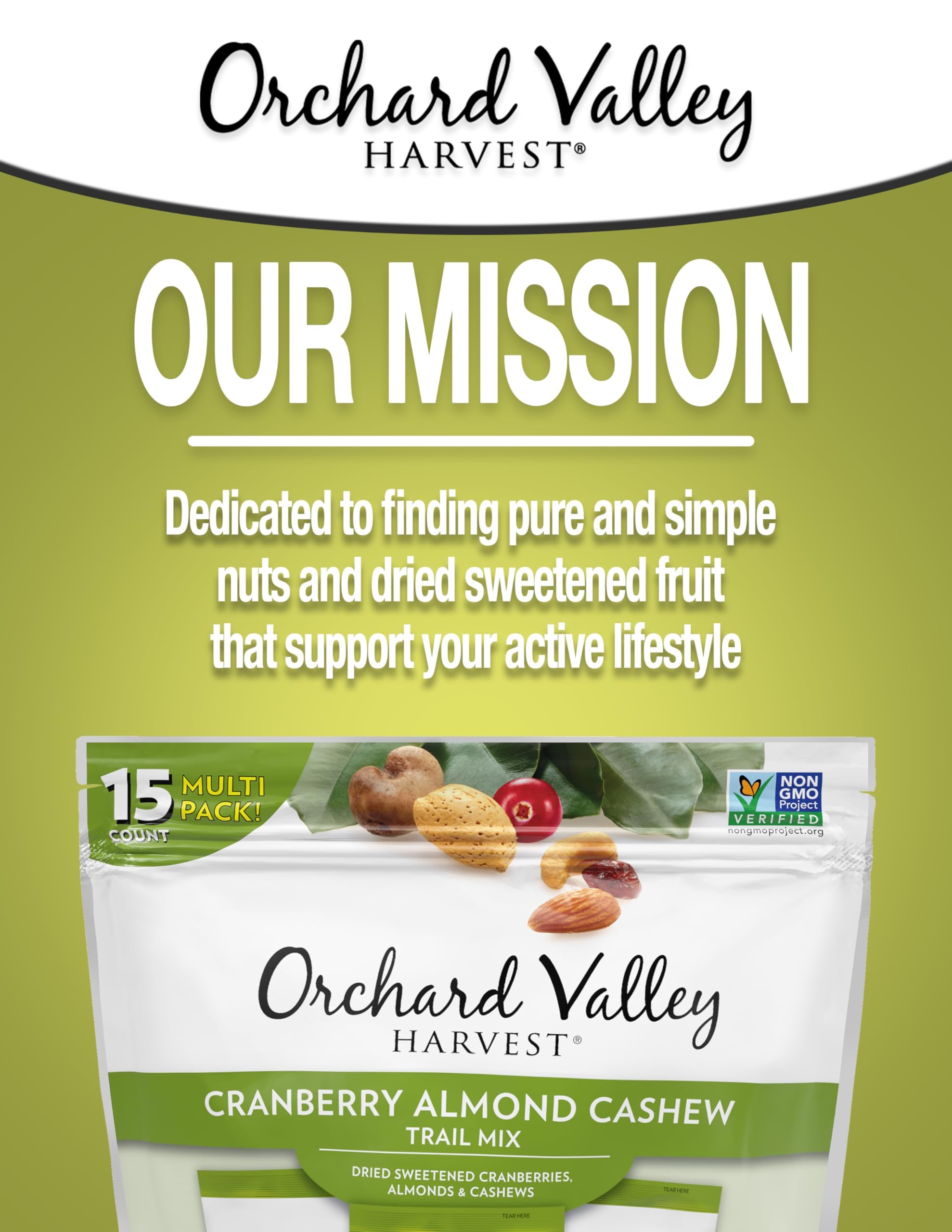 Orchard Valley Harvest etiqueta con ingredientes claros y beneficio de transparencia