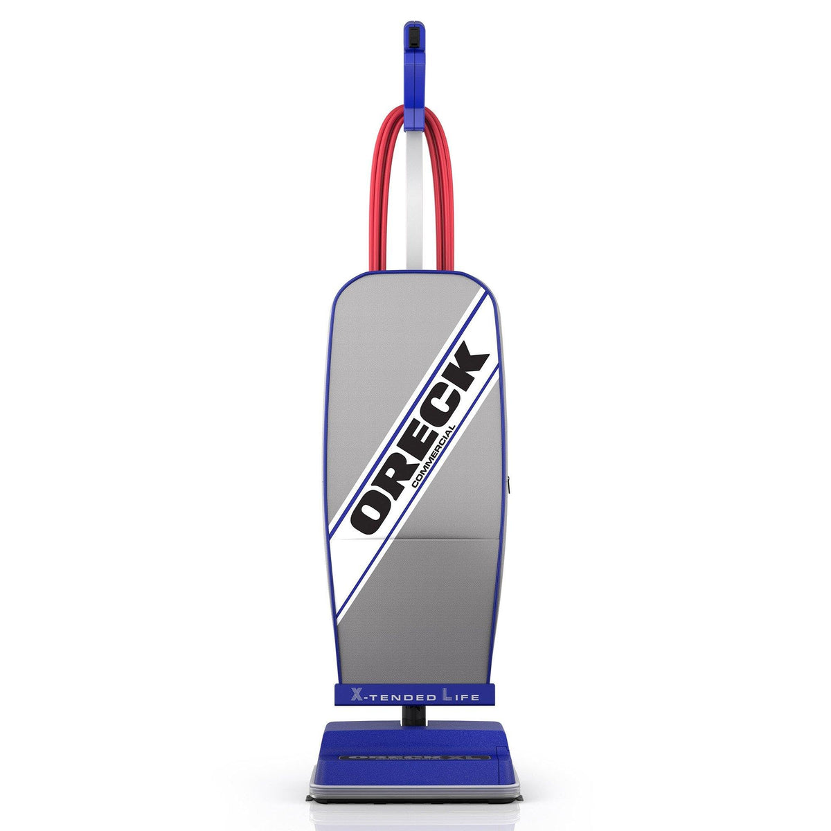Oreck Commercial XL vista frontal mostrando su cabezal robusto y su potencia