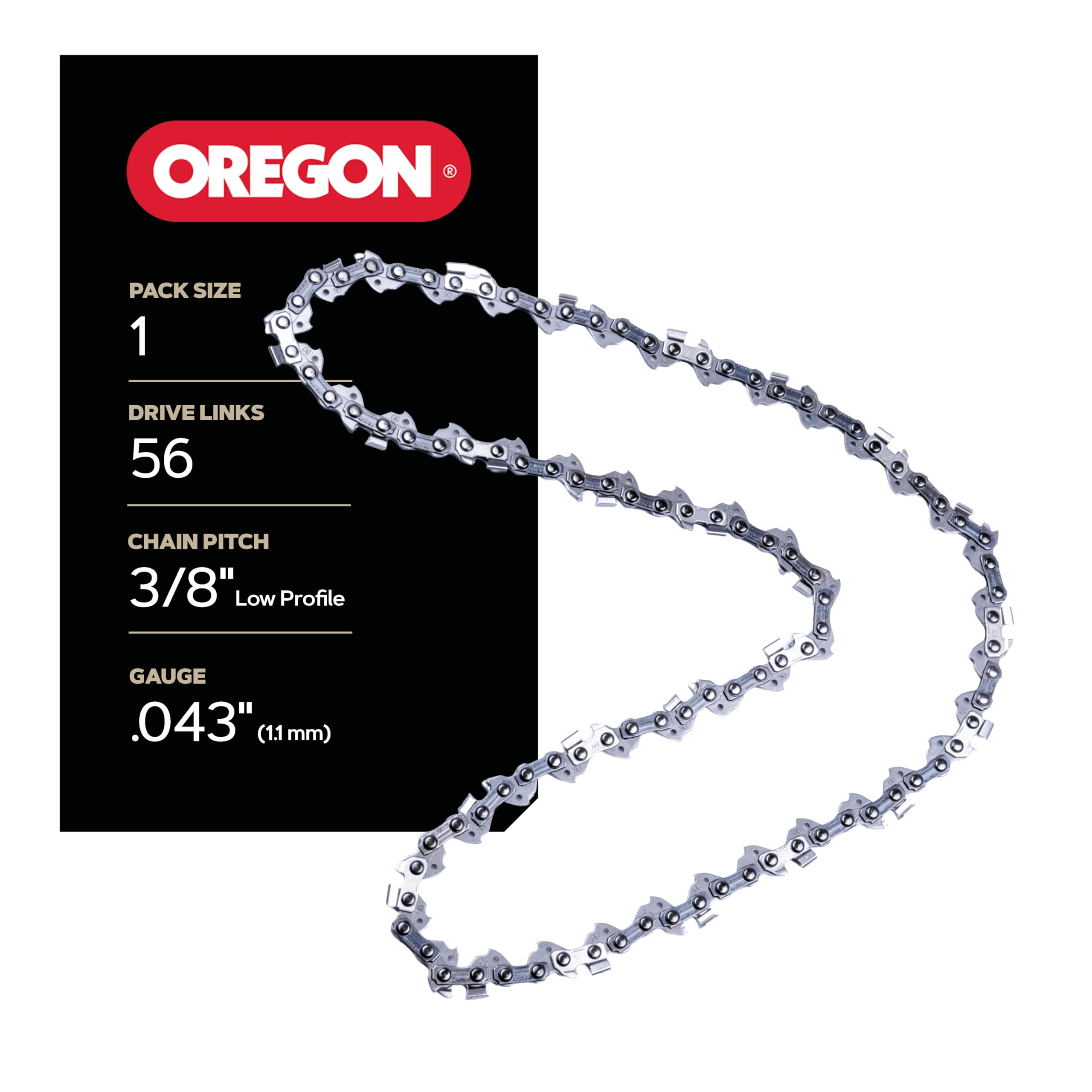 Oregon cadena frontal empaquetada mostrando compatibilidad y seguridad